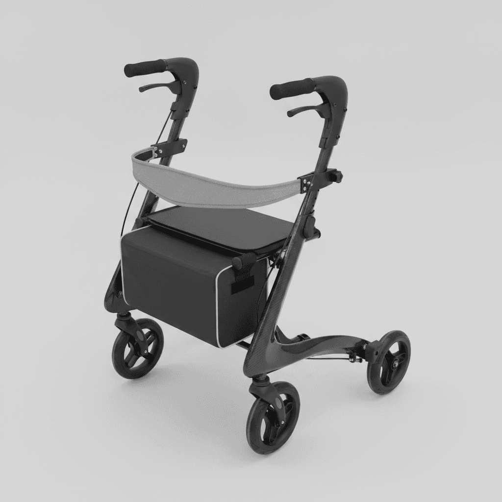 Nova Carbon rollator seat and backrest from above